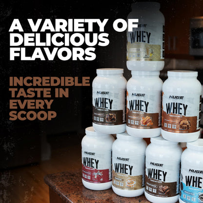 Huge Whey, Protein Powder for Muscle Gain, 25g Protein, 12g EAAs, Supports Muscle Growth, Performance & Recovery (Chocolate Brownie, 30 Servings)