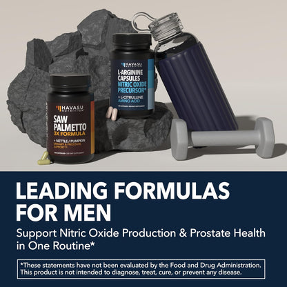 Prostate Health and Nitric Oxide Support Bundle for Active Male Health | Saw Palmetto with Nettle and Pumpkin Capsules & L-Arginine with L-Citrulline Capsules, Bundle for Men, 60 Servings of Each Gsupps Australia