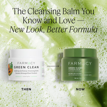 Farmacy Makeup Remover Cleansing Balm - Green Clean Waterproof Makeup Remover Balm + Oil Cleanser for Face - Gently Melts Make Up + SPF - Hydrates + Softens Skin with Super Greens + Papaya (200ml) Farmacy