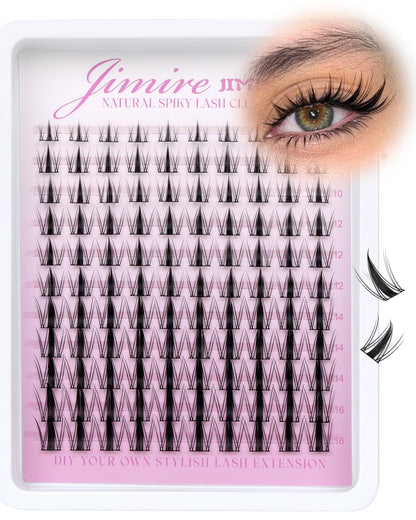 Manga Lash Clusters Natural Look Wispy Lashes Clusters Anime D-Curly Cluster Eyelash Extensions 110 Pcs 8-16MM Fairy Individual Cluster Lashes Wet-Look Lash Extensions JIMIRE