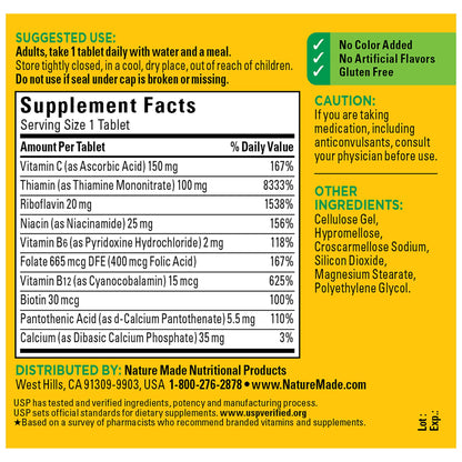Nature Made Super B Complex with Vitamin C & Folic Acid, 140 Tablets | B Complex Vitamins for Women and Men, Dietary Supplement for Immune Support, Gluten Free, 140 Day Supply Gsupps Australia