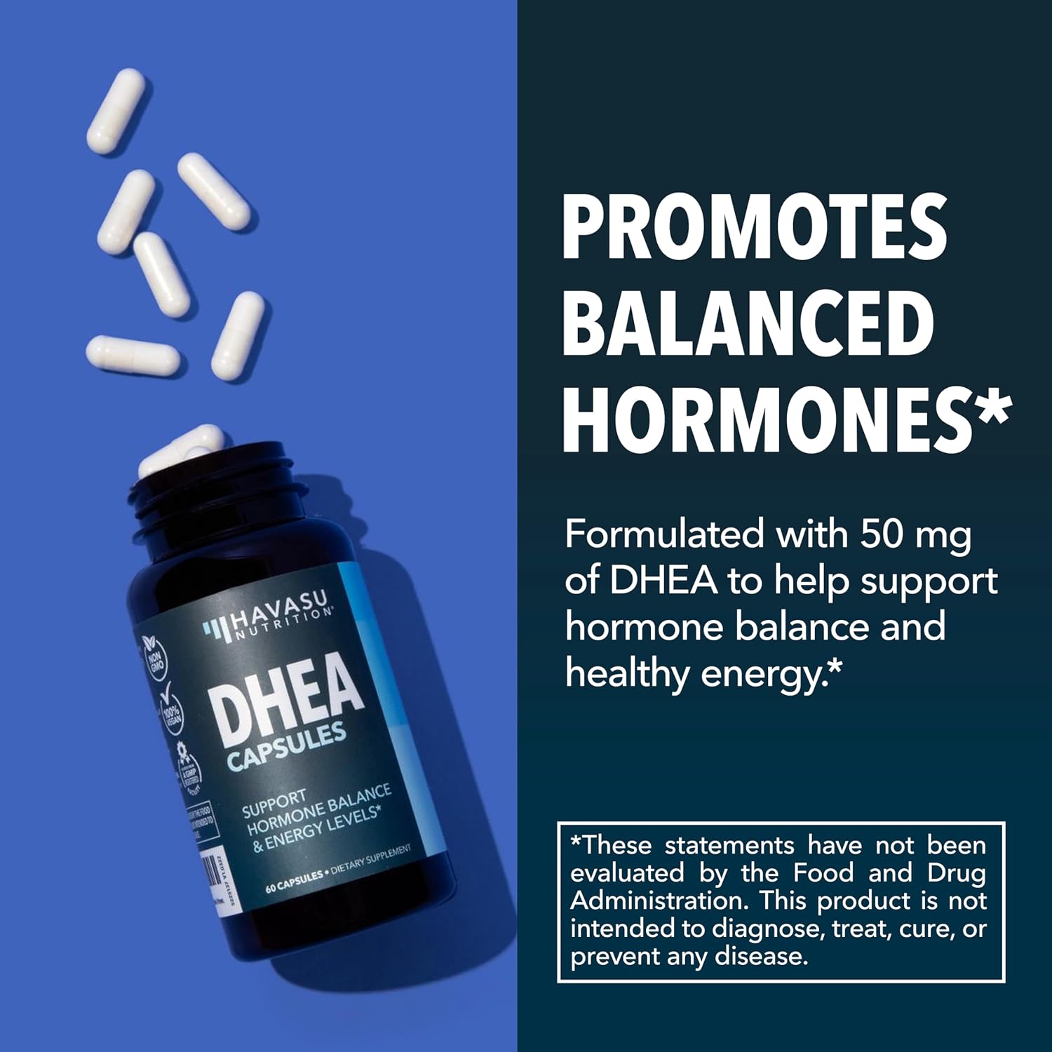 DHEA 50mg Per Serving, Vegan, Non-GMO Hormone Balance Supplement, 60ct | DHEA Supplement for Men and Women, Supports Energy, Healthy Aging, Hormone Balance, Mood and Vitality, 2-Month Supply Gsupps Australia