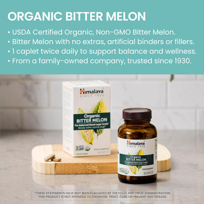Himalaya Organic Bitter Melon - Herbal Glucose Metabolism Support - USDA Organic, Non-GMO, Vegan, Gluten Free Himalaya