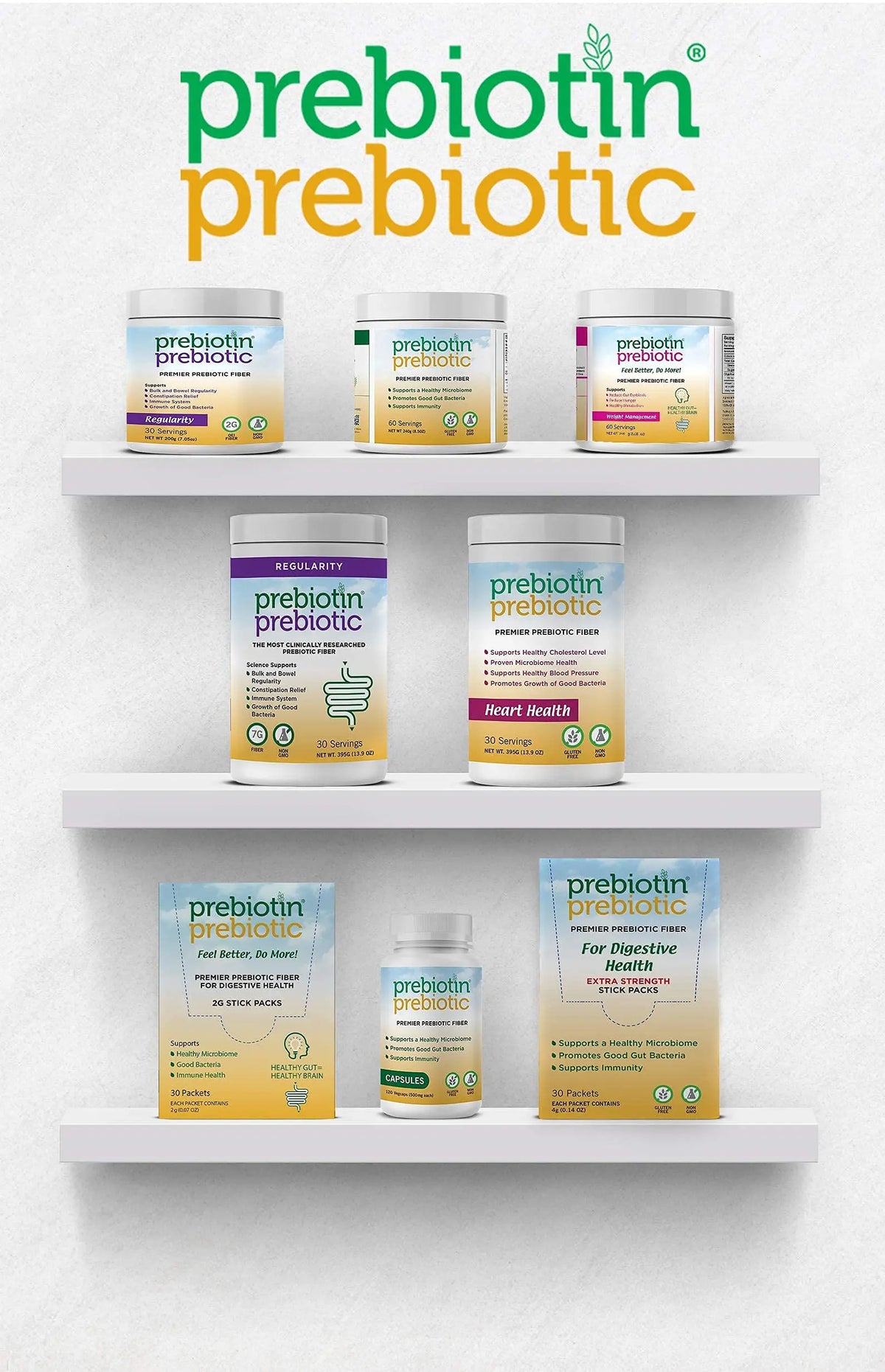 Prebiotin Prebiotic Fiber Supplement Powder  8.68 oz  Supports Digestive Health  High Fiber, Boosts Probiotics, Reduces Hunger  All-Natural, Gluten-Free Prebiotin