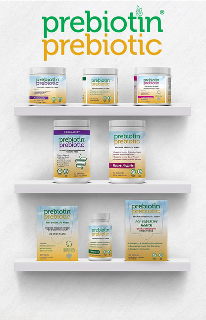 Prebiotin Prebiotic Fiber Supplement Powder  8.68 oz  Supports Digestive Health  High Fiber, Boosts Probiotics, Reduces Hunger  All-Natural, Gluten-Free Prebiotin