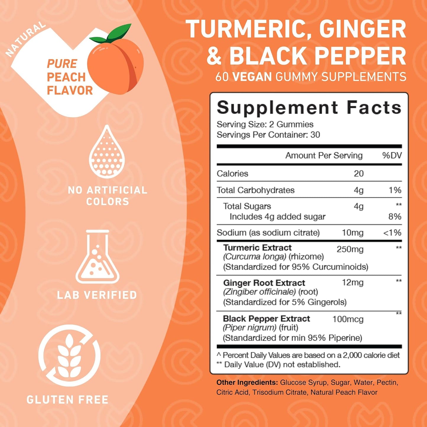 PUREFINITY Turmeric and Ginger Supplement Gummies with Black Pepper, Joint Support Curcumin Chewables with Delicious Flavor – Gluten Free, Non-GMO, Vegan, 60 Count