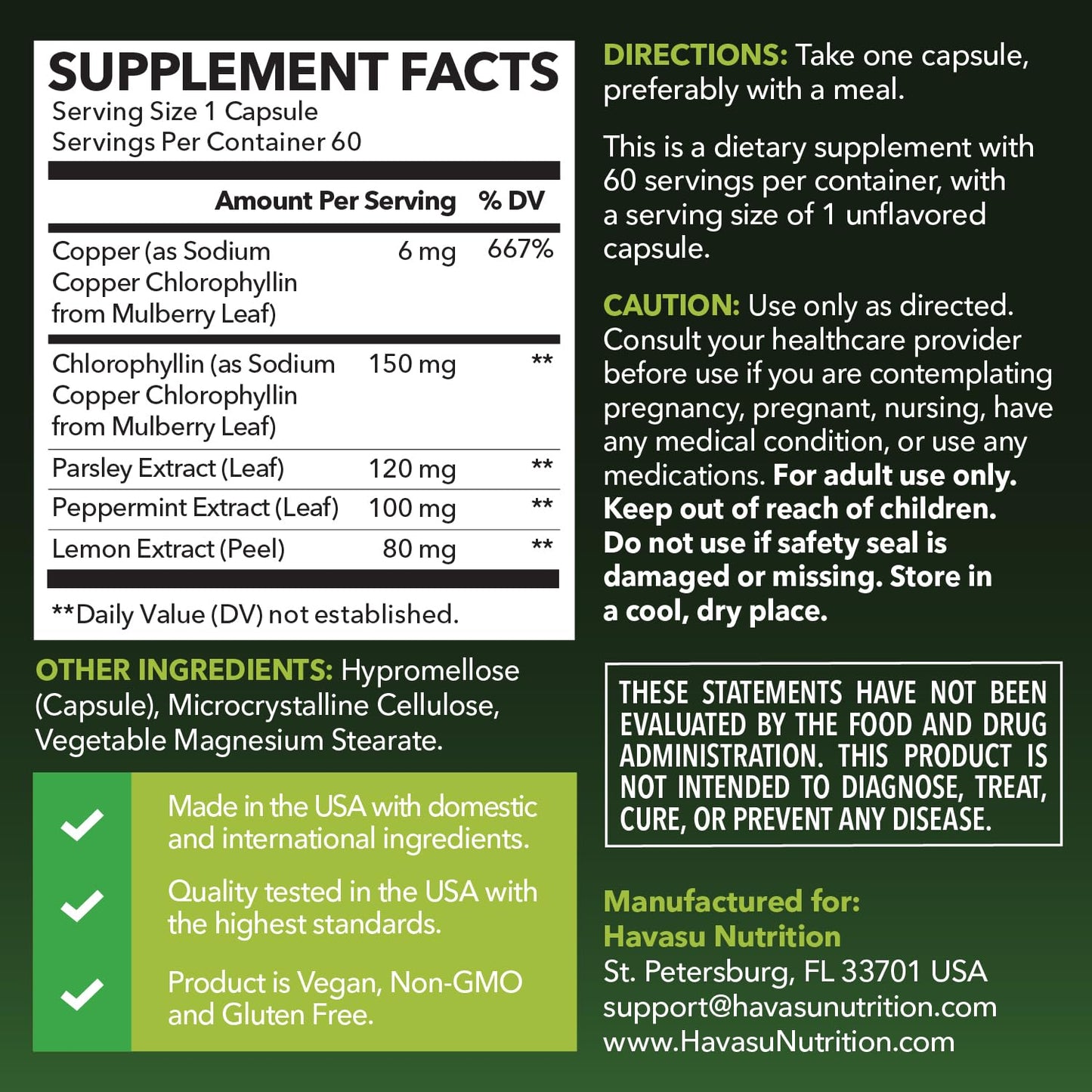 Chlorophyll Pills for Internal Cleanse & Balance, 30 Count, Internal Detox | Skin Health and Body Deodorizing Supplement with Parsley Peppermint & Lemon Extract, Vegan Non-GMO Chlorophyll Capsules Gsupps Australia