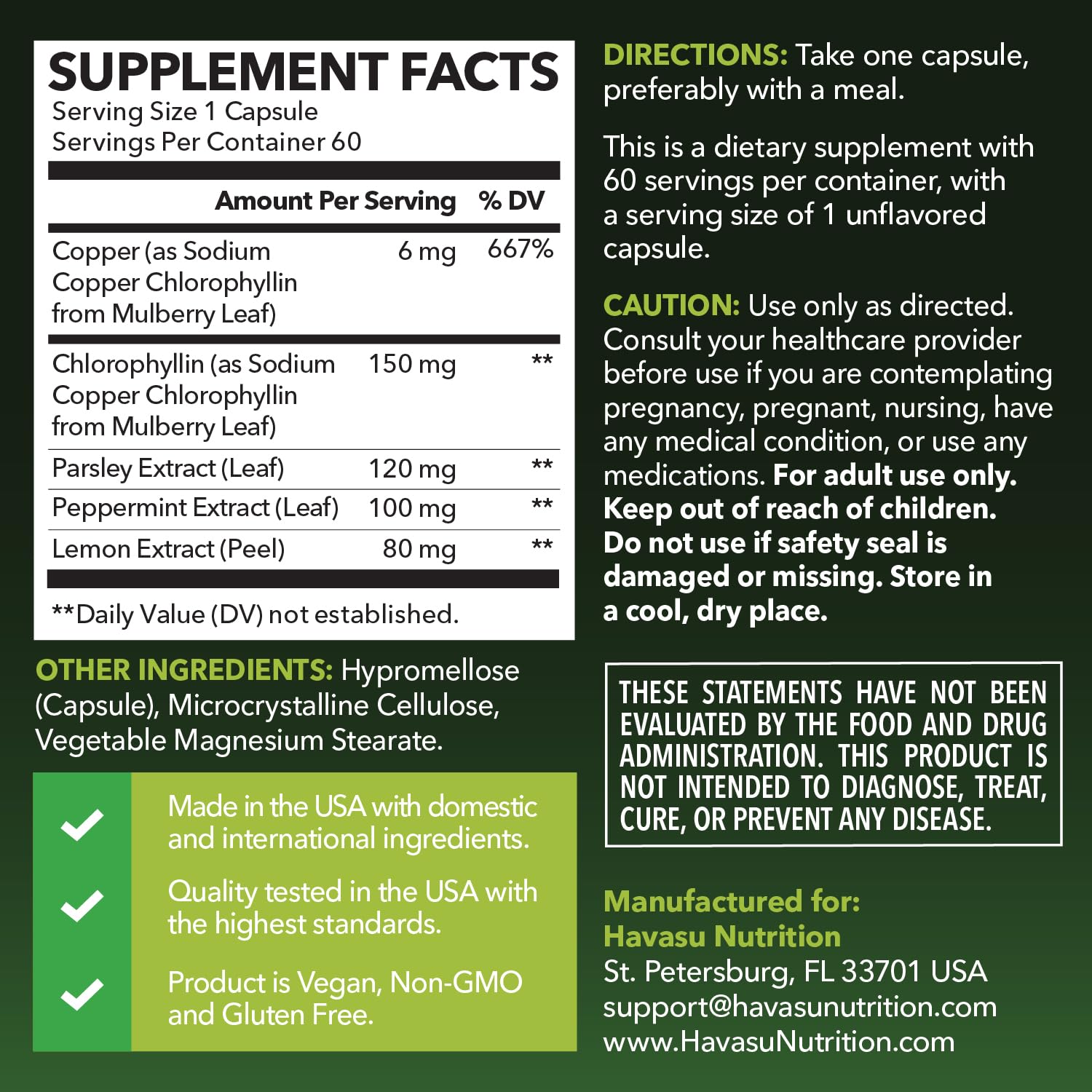Chlorophyll Pills for Internal Cleanse & Balance, 30 Count, Internal Detox | Skin Health and Body Deodorizing Supplement with Parsley Peppermint & Lemon Extract, Vegan Non-GMO Chlorophyll Capsules Gsupps Australia