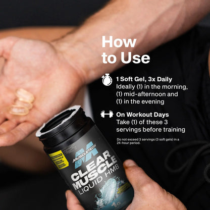 Muscletech HMB Supplements 1000mg, Clear Muscle (42 Liquid Softgels) - Highest Grade HMB for Lean Muscle & Recovery-HMB Free Acid Muscle Supplement-Help Decrease MuscleTech