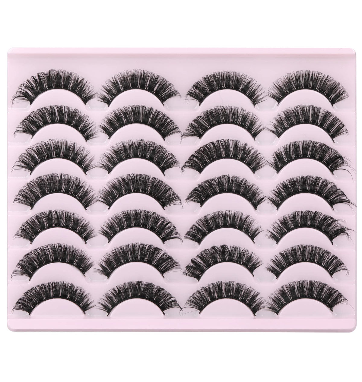 False Eyelashes Russian Strip Lashes Volume Fake Eyelashes Extension D-Curly Wispy Handmade Soft Reusable 14 Pairs Lashes Pack zanlufly