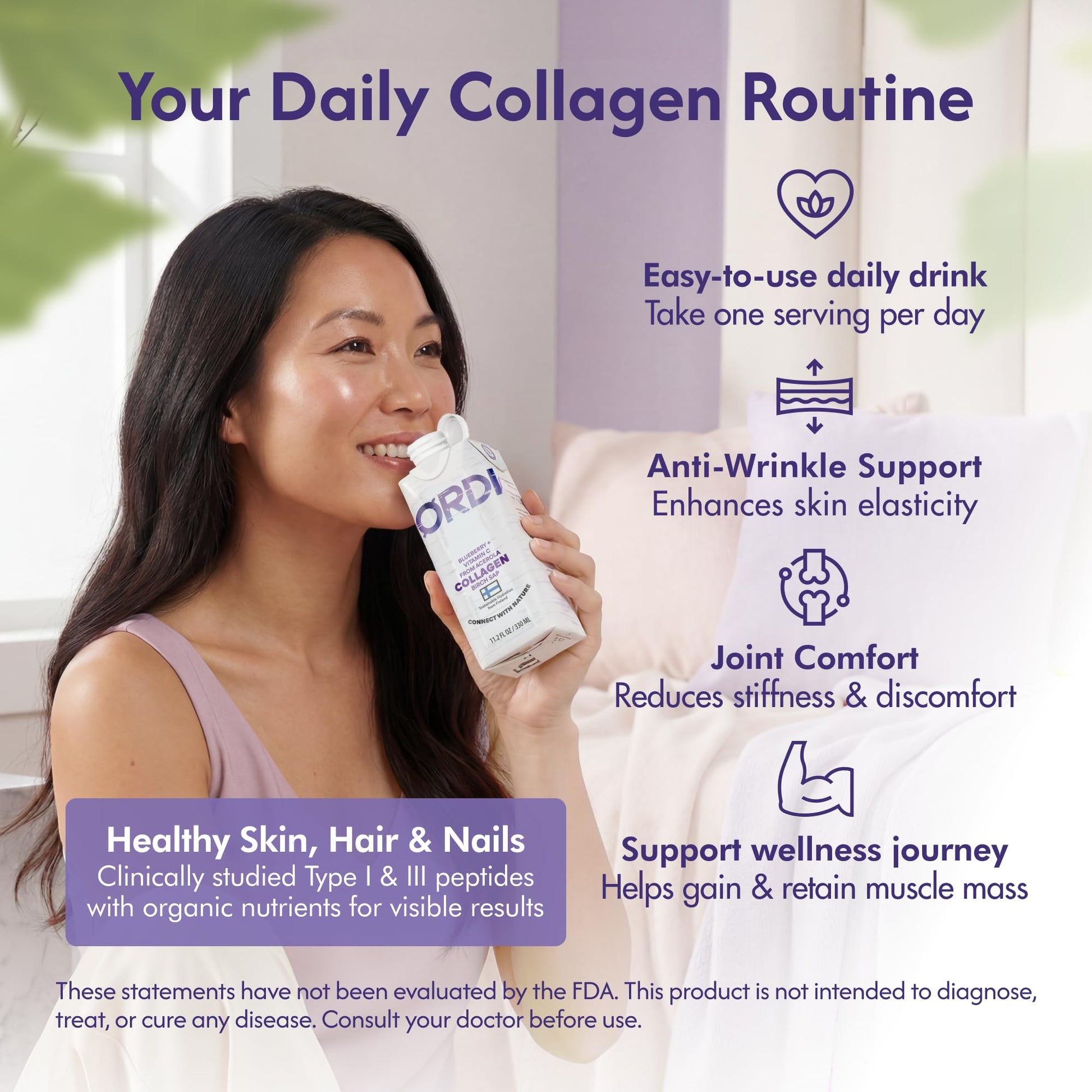Nordic Liquid Collagen Peptide Drink, Organic Birch Sap, Wild blueberry + Vitamin C, Made in Finland - 10g Clinically Studied Grass Fed Collagen Peptides for Skin Hair Nails & Joint Support, with Silica, BPA-Free Beverage (12 Pack) Nordic Tree Water buy australia supplements