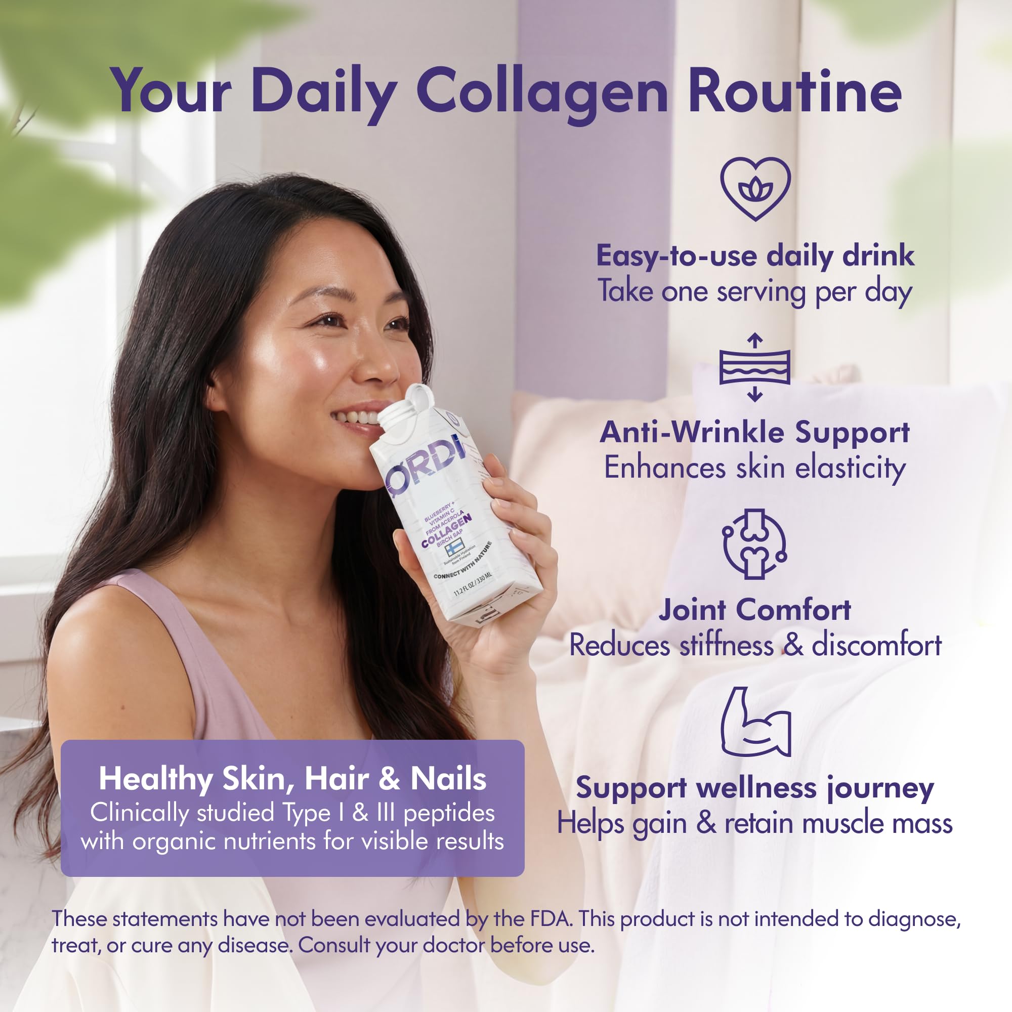 Nordic Liquid Collagen Peptide Drink, Organic Birch Sap, Wild blueberry + Vitamin C, Made in Finland - 10g Clinically Studied Grass Fed Collagen Peptides for Skin Hair Nails & Joint Support, with Silica, BPA-Free Beverage (12 Pack) Nordic Tree Water buy australia supplements