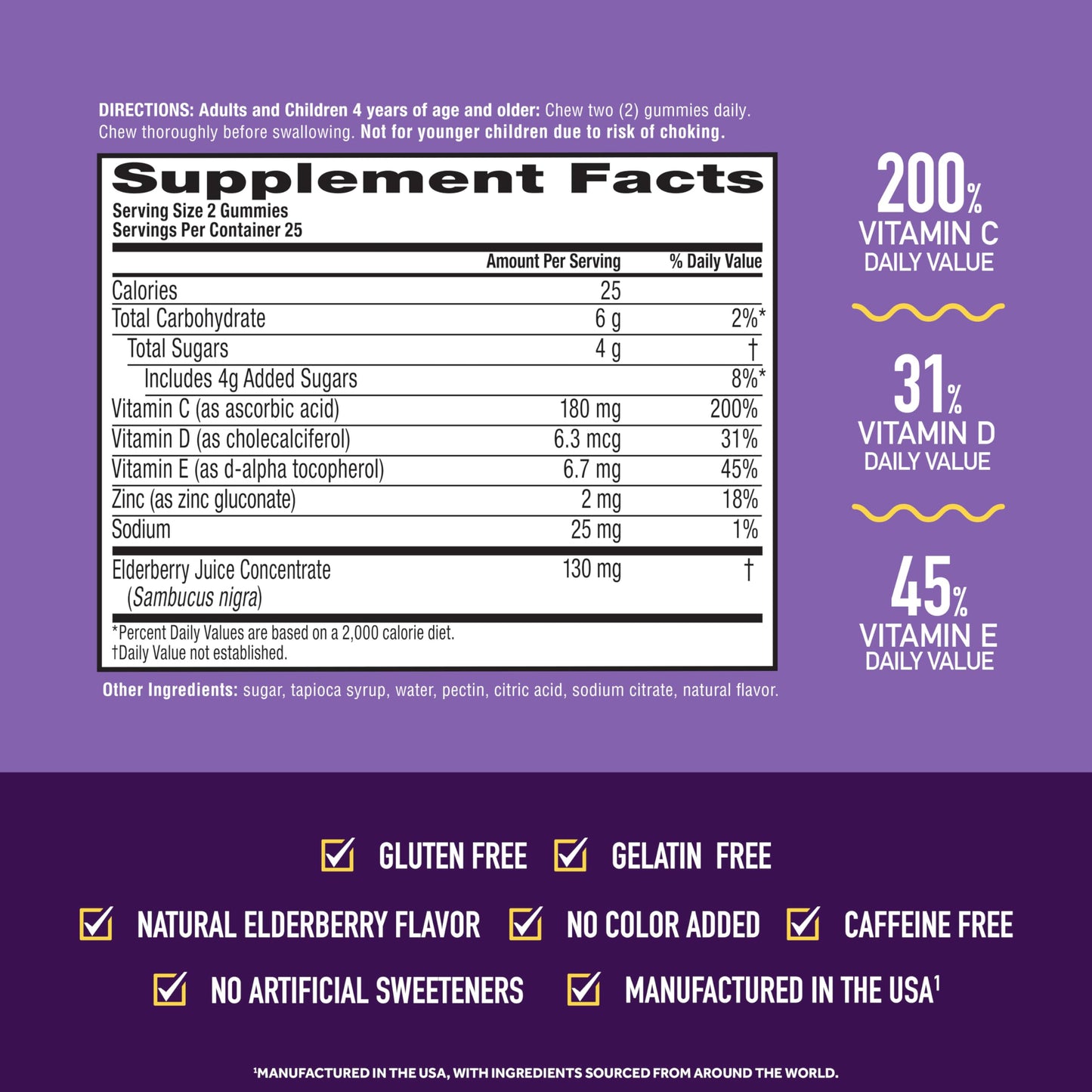 Airborne Elderberry + Zinc & Vitamin C Gummies For Adults, Immune Support Vitamin D & Zinc Gummies With Powerful Antioxidant Vitamins C D & E Airborne