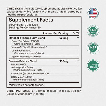 Selerb Metaburn Weight Loss Pills for Women & Men - Appetite Suppressant & Fat Burner, Metabolism Support Weight Loss Supplement with Berberine Selerb