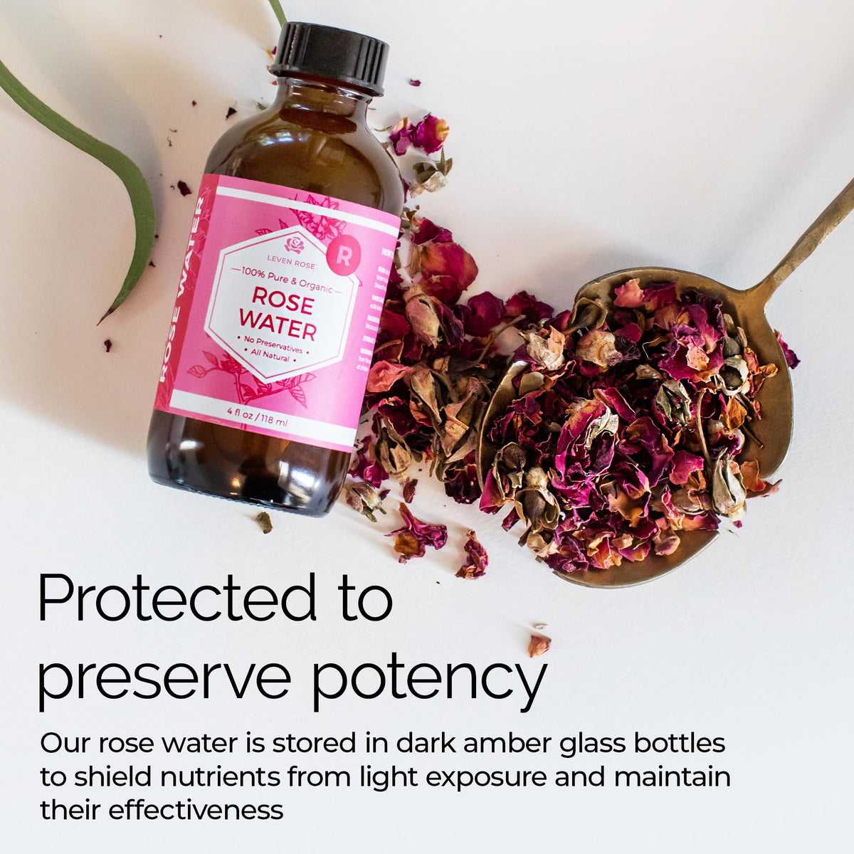Leven Rose Pure Rose Water Spray for Face, Hair & Body - Hydrating Rosewater Toner & Facial Mist, Natural Moroccan Rosa Damascena, 4 oz Leven Rose