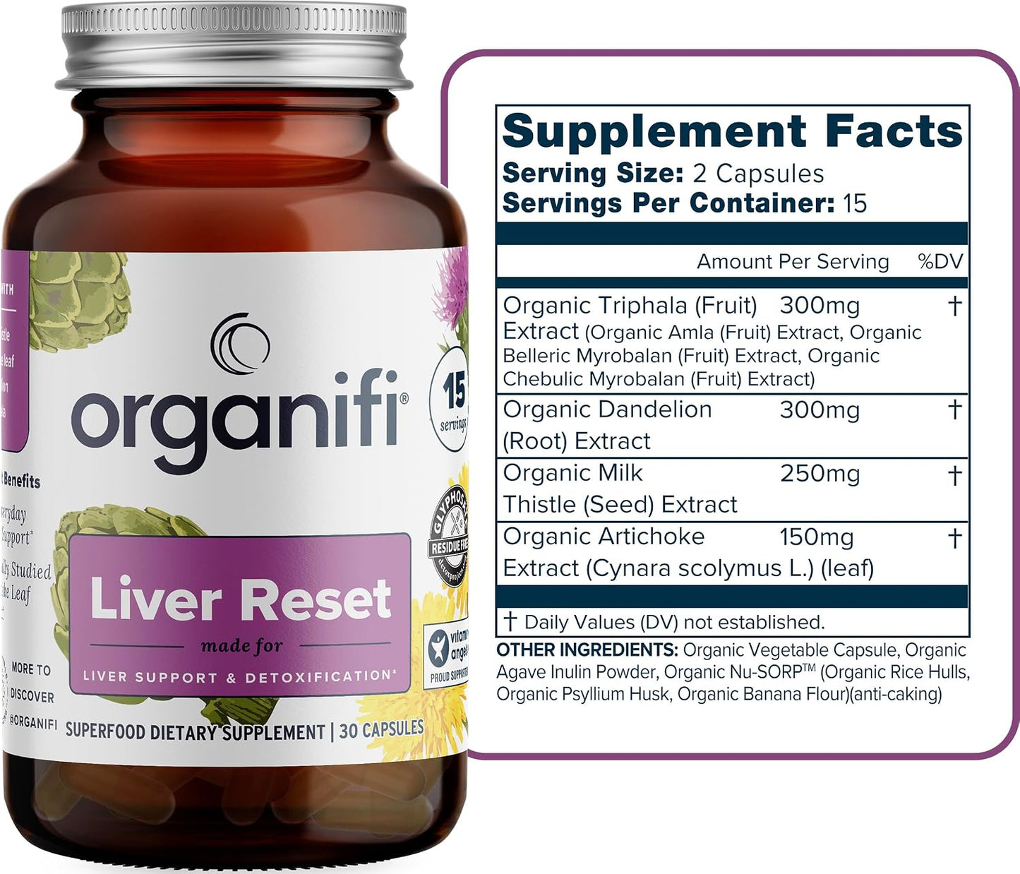 Organifi - Liver Reset - Liver Detox - Digestive and Immune Support - Promotes Cellular Energy Production, 30 Capsules Gsupps Australia