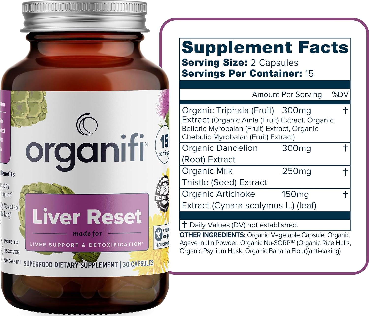 Organifi - Liver Reset - Liver Detox - Digestive and Immune Support - Promotes Cellular Energy Production, 30 Capsules Gsupps Australia