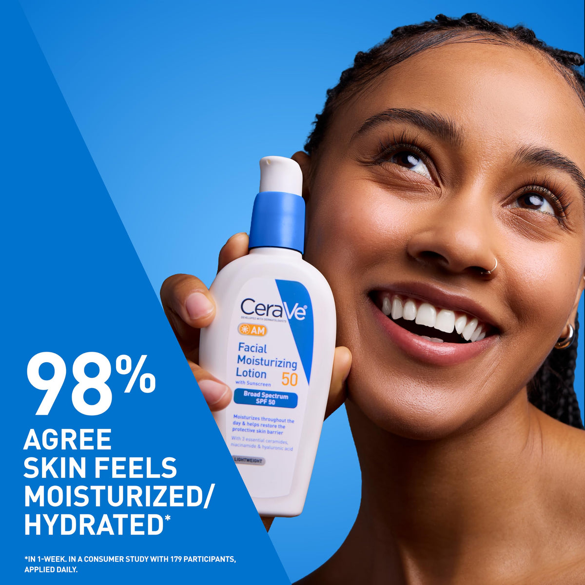CeraVe AM Facial Moisturizing Lotion SPF 50, Face Moisturizer with SPF, 3oz CeraVe
