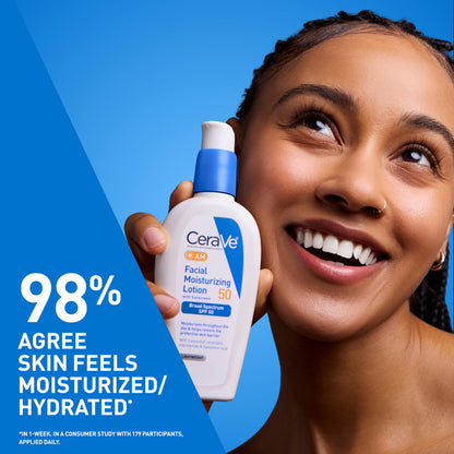 CeraVe AM Facial Moisturizing Lotion SPF 50, Face Moisturizer with SPF, 3oz CeraVe