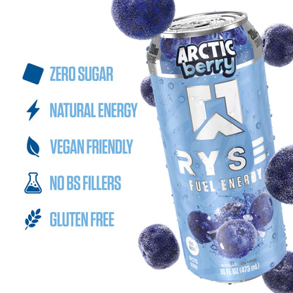 RYSE Fuel Energy Drink - Variety Pack - Sugar Free, Gluten Free & Vegan - 200mg Natural Caffeine, Taurine & Choline for Focus & Energy - No Artificial Colors - 16 fl oz Cans (12-Pack)