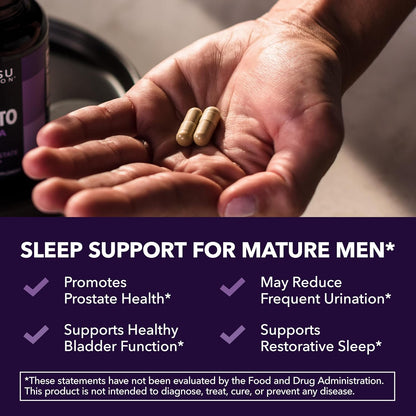 Saw Palmetto PM for Men w/ Melatonin, Nighttime Bladder Support, 200 Count | Vegan, Non-GMO Saw Palmetto Extract & Melatonin to Reduce Urinary Frequency, Prostate Health Supplement, 200 Servings Gsupps Australia