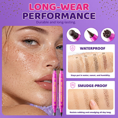 Dual-Ended Freckle Stamp Pen,Sponge Stamp & Precision Tip,02 Mousy Brown Jolilab