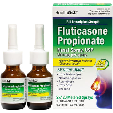 HealthA2Z® Allergy Relief, Fluticasone Propionate 50mcg, Nasal Spray, 24-Hour Allergy Relief, Dye Free, 240 Sprays (2 Pack, 120 Sprays Each) HealthA2Z buy australia supplements