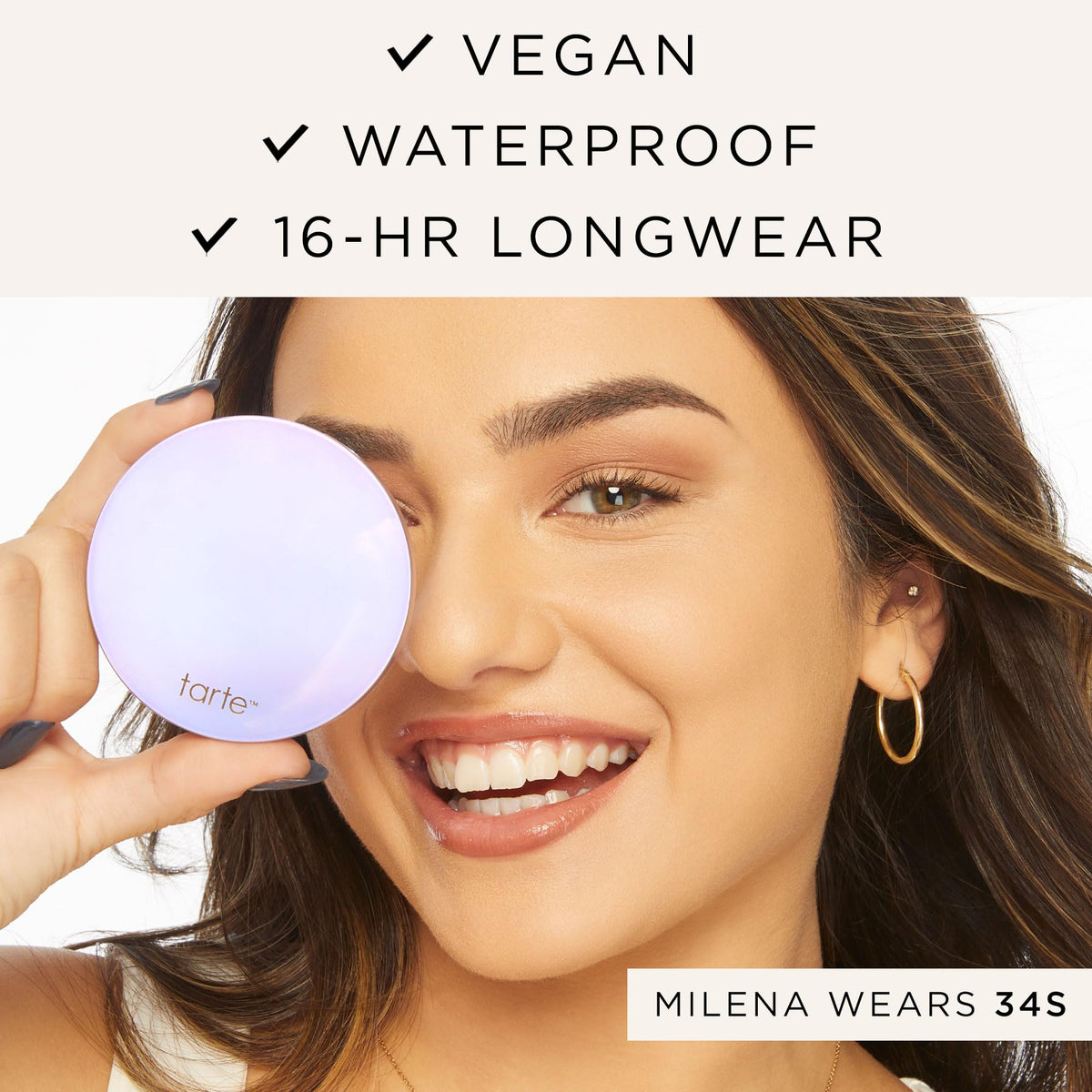 tarte face tape pressed powder – Medium-Coverage Waterproof Powder, Hyaluronic Acid & Peptides to Smooth & Set Makeup, Lightweight, Vegan & Cruelty-Free, full size, 44H tan honey tarte