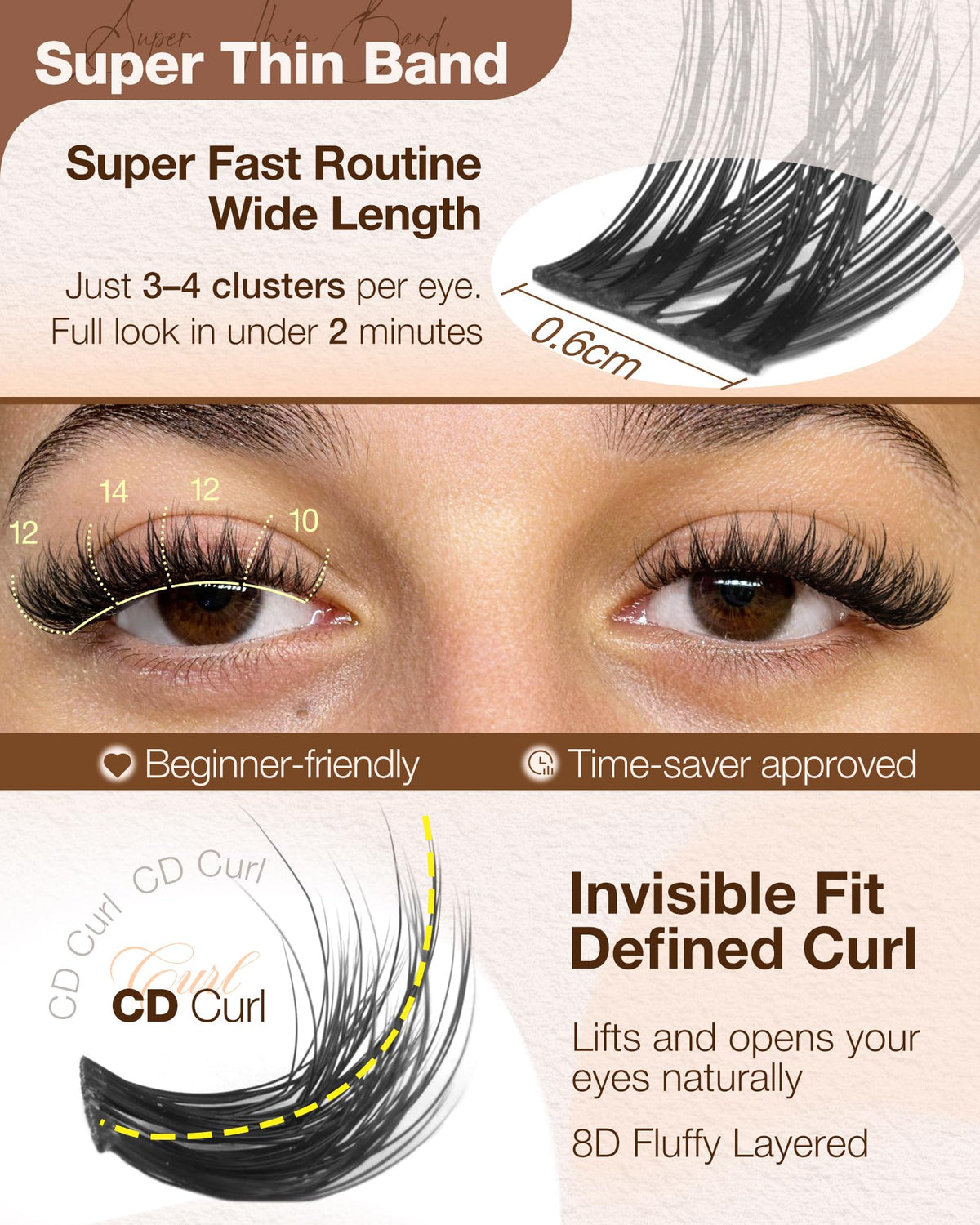Wispy Lash Clusters Natural Fluffy Eyelash Clusters 10mm 12mm 14mm Short Delyneph