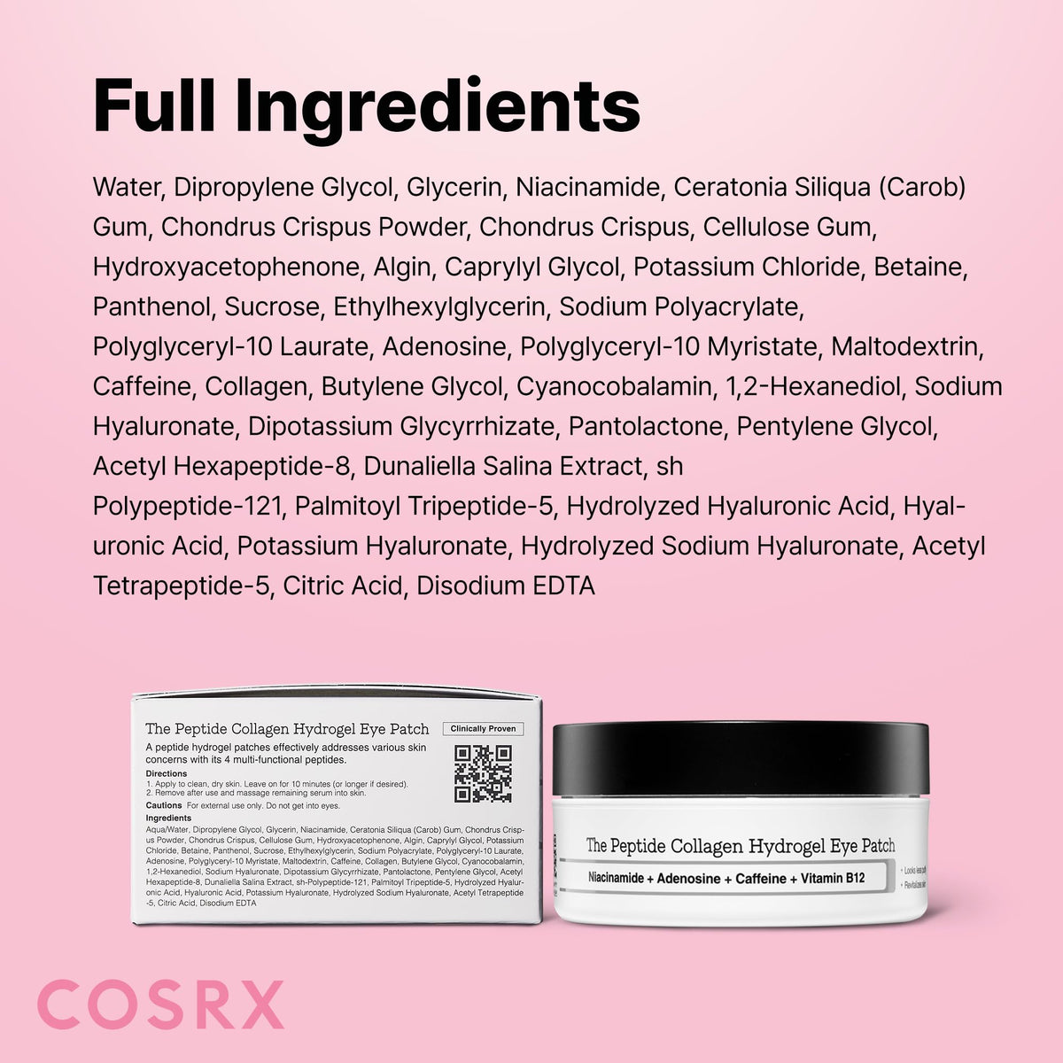 COSRX Pink Peptides Collagen Hydrogel Eye Patch for Puffy Eyes (60) COSRX