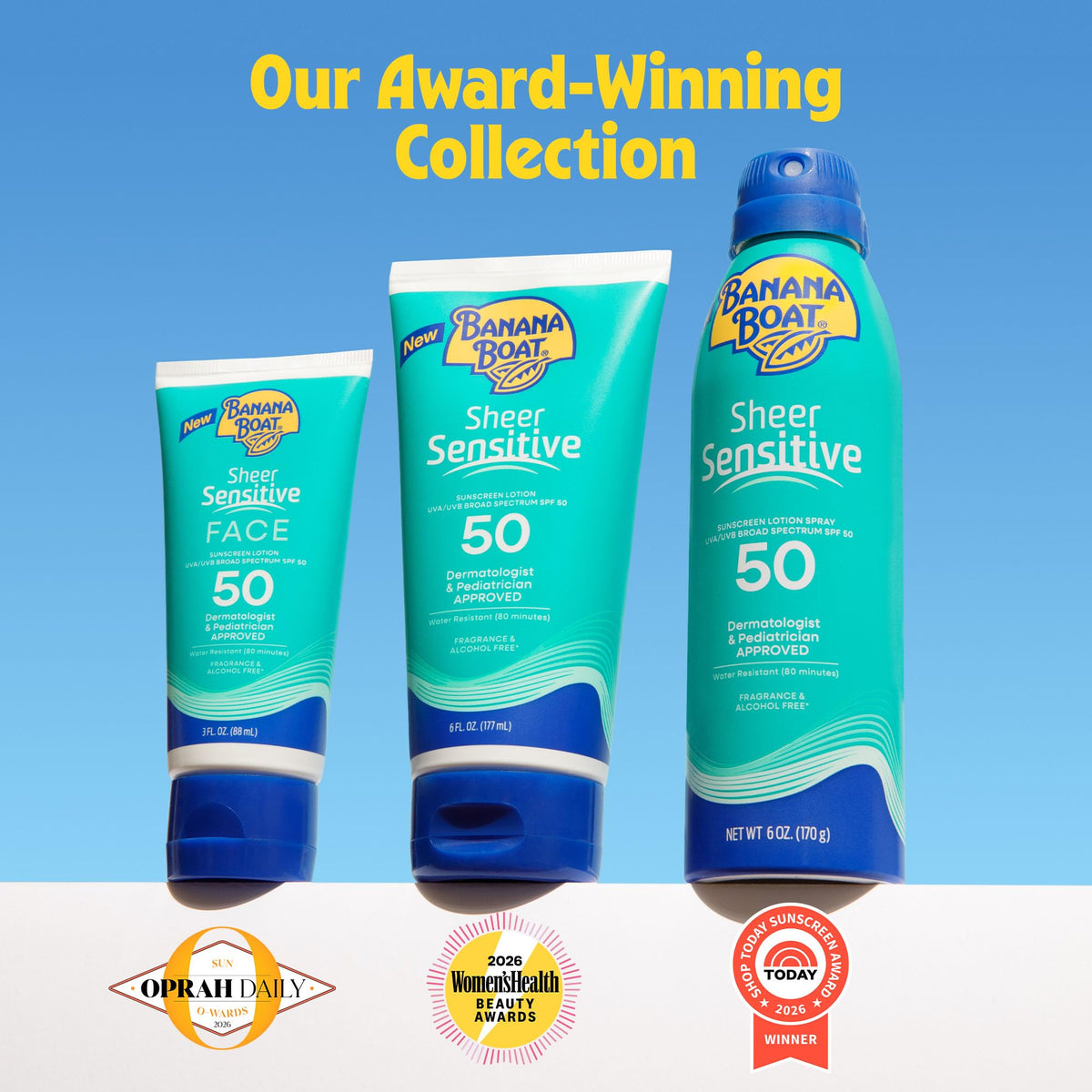 Banana Boat Sheer Sensitive Sunscreen Lotion SPF 50, 6 Fl Oz Banana Boat