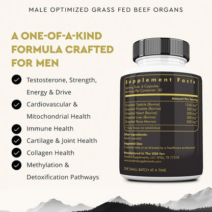 Ancestral Supplements MOFO & Vanilla Protein Bundle for Men – Supports Strength, Energy, Hormone Health & Recovery – Grass Fed Beef Organ Blend with 20g Protein, Gut Health Support & Organic Mushrooms