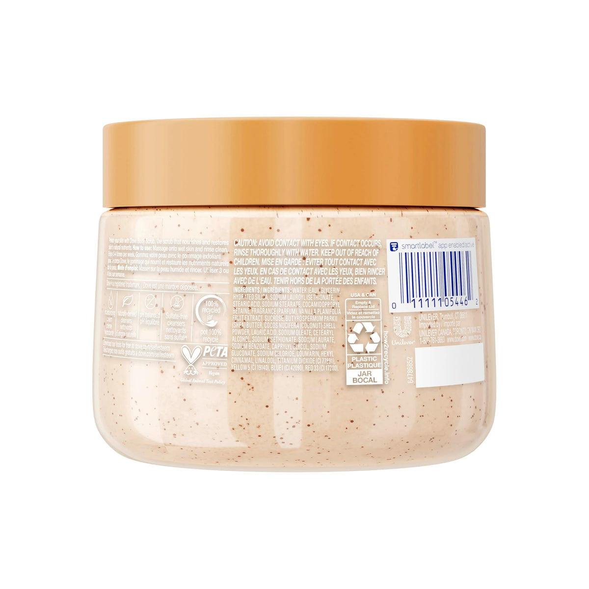 Dove Vanilla Sugar & Shea Butter Body Scrub Exfoliates and Deeply 15 oz Dove