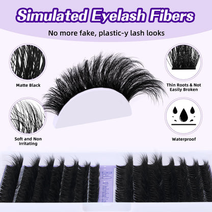 B&Q Fluffy Lash Clusters Kit 100D+200D 0.05MM Dramatic Eyelash Clusters Kit B&Qaugen