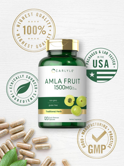 Carlyle Amla Capsules 1500mg | 120 Count | Amalaki Fruit | Herbal Extract Supplement | Non-GMO and Gluten Free Carlyle