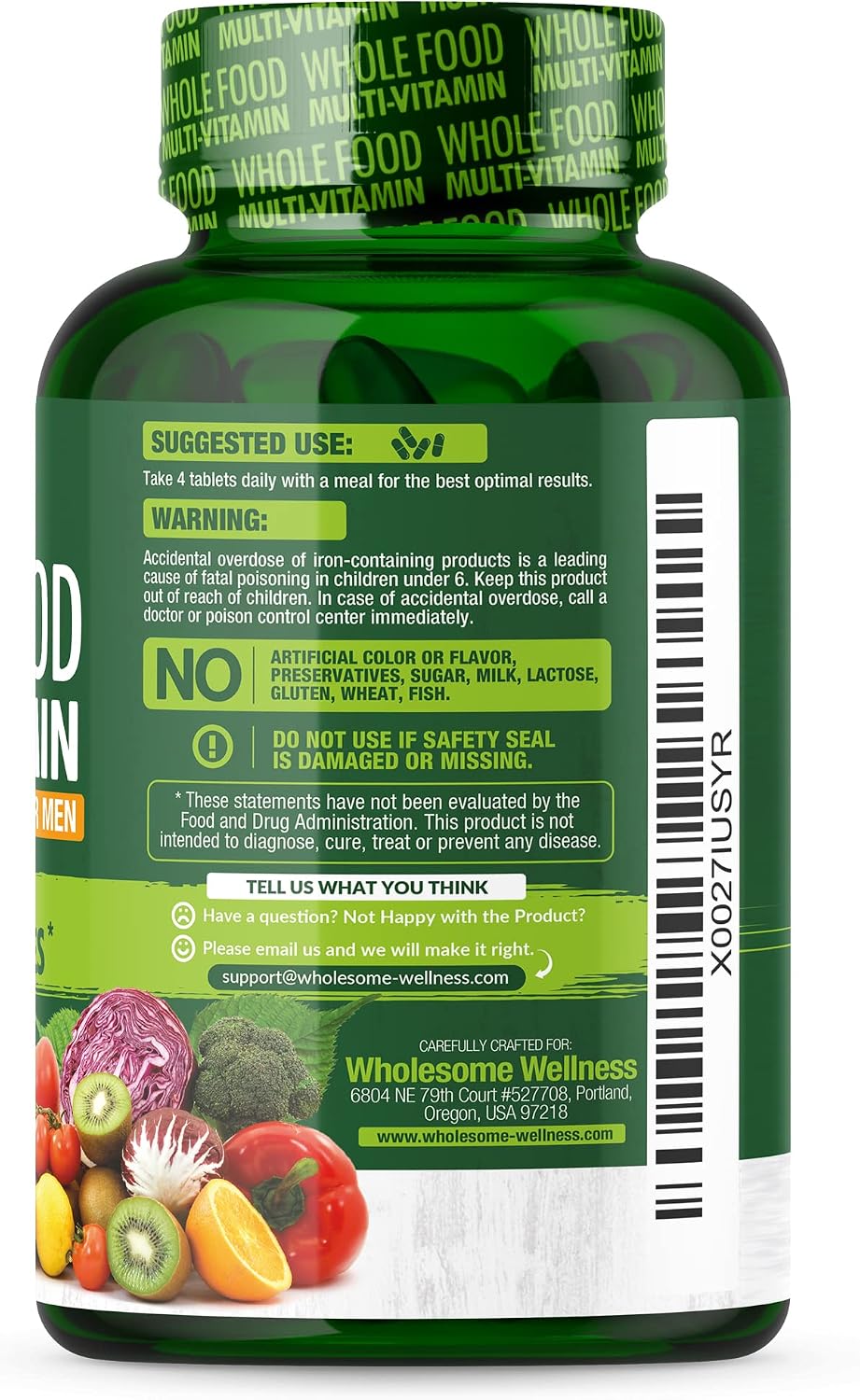 Wholesome Wellness Whole Food Multivitamin for Men - Natural Multi Vitamins, Minerals, Organic Extracts - Vegan Vegetarian - 120 Tablets Gsupps Australia
