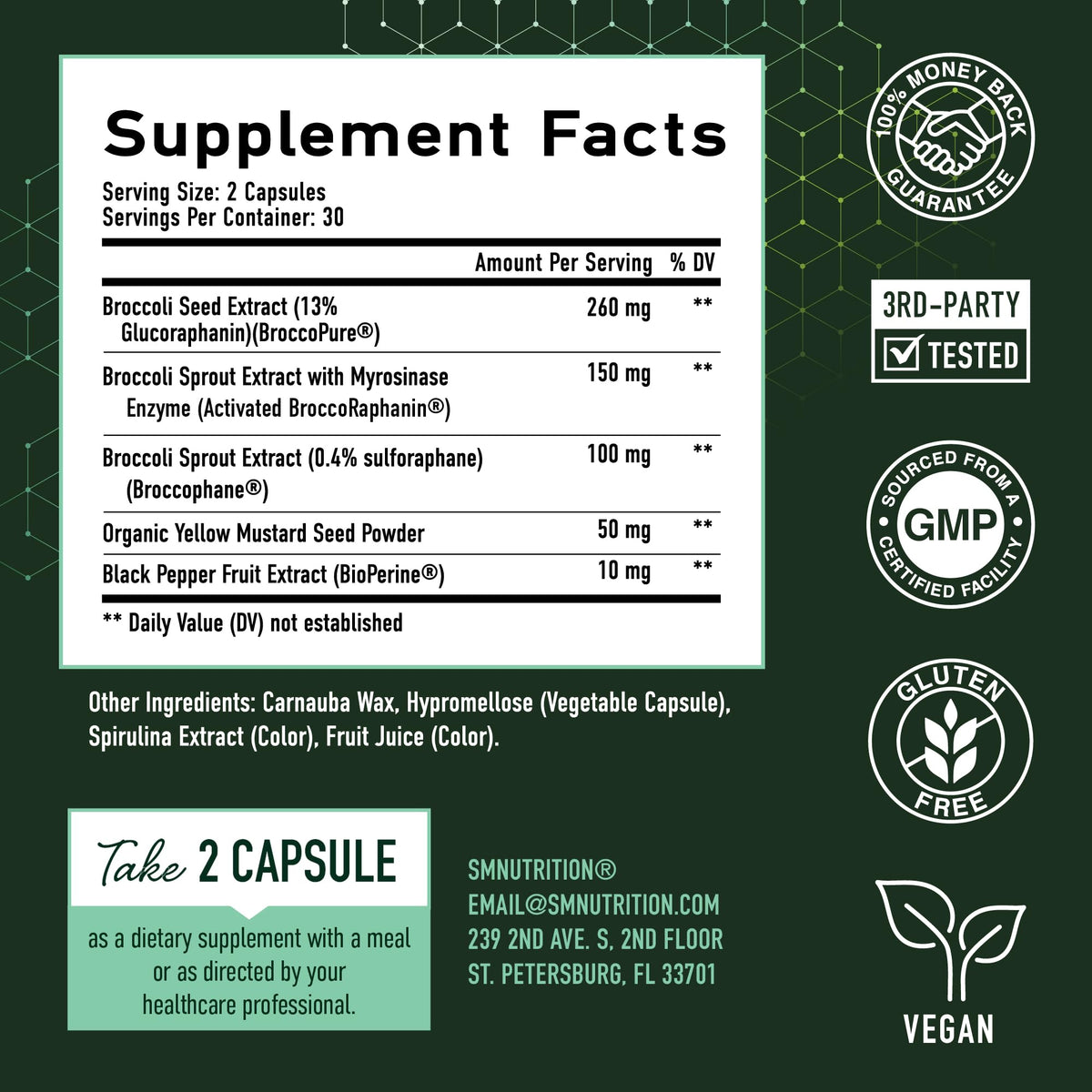 50MG Sulforaphane Supplement from Broccoli Sprouts | NRF2 Activation, Cellular Health & Immune Support | Glucoraphanin, Myrosinase & Antioxidants | Third-Party Tested SMNutrition