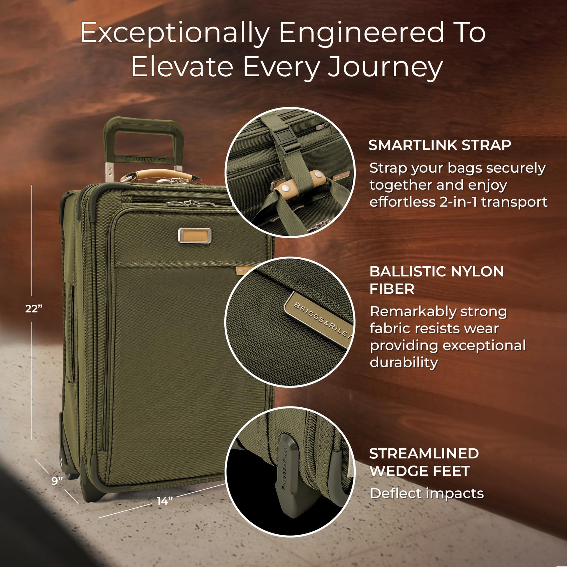 Briggs & Riley Essential 22" 2-Wheel Expandable Carry On - Luggage for Travel, Suitcases with Wheels, Softside Rolling Bag for Men & Women, Self-Repairing Zipper - Baseline Collection, Black Gsupps Australia