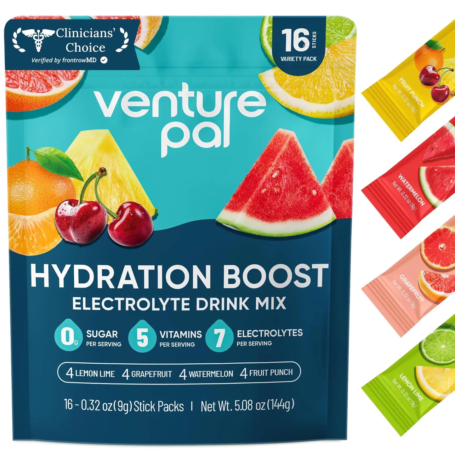 Venture Pal Sugar Free Electrolyte Powder Packets - Liquid Daily IV Hydration Packets for Rapid Rehydration | 7 Electrolytes & 5 Vitamins | Keto Friendly Venture Pal