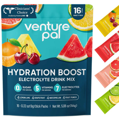 Venture Pal Sugar Free Electrolyte Powder Packets - Liquid Daily IV Hydration Packets for Rapid Rehydration | 7 Electrolytes & 5 Vitamins | Keto Friendly Venture Pal