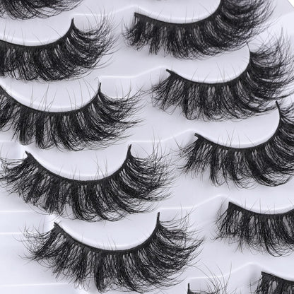 Mebver Lashes Eyelashes 8D Fluffy False Eyelashes Wispy Faux Mink Lashes Light Weight Fake Eyelashes Cat Eye Lashes 7 Pairs Pack, Black Mebver