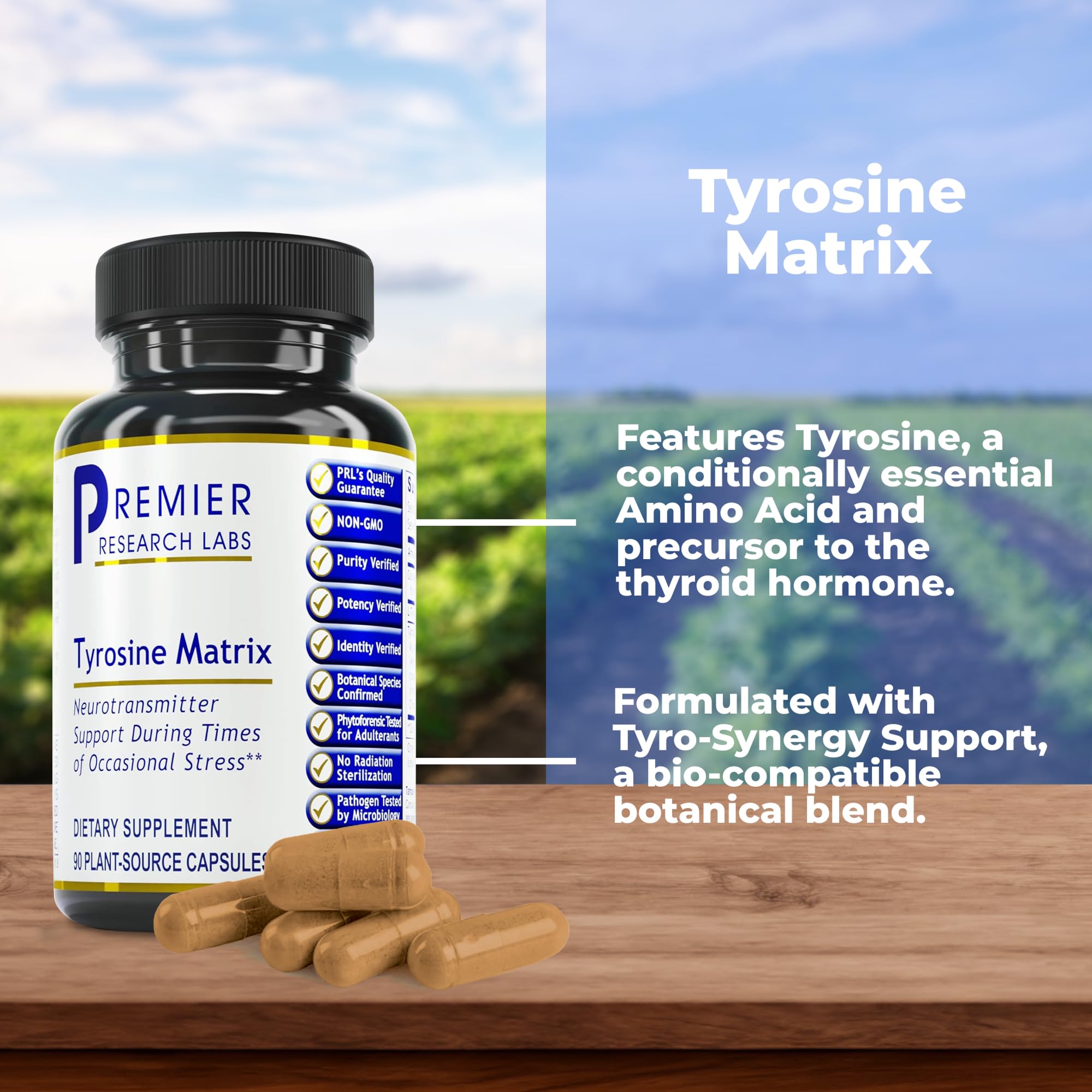 Premier Research Labs Tyrosine Matrix - L Tyrosine Supplement, L-tyrosine 944mg Capsules for Adults, Amino Acid Pills with Red Algae & Rhodiola Rosea - 90 Vegetarian Capsules Premier Research Labs buy australia supplements
