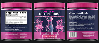Bold Buns Creatine for Women – Supplement with Collagen & BCAA – Supports Muscle Development, Post-Workout Recovery, Skin Elasticity, Bold Buns