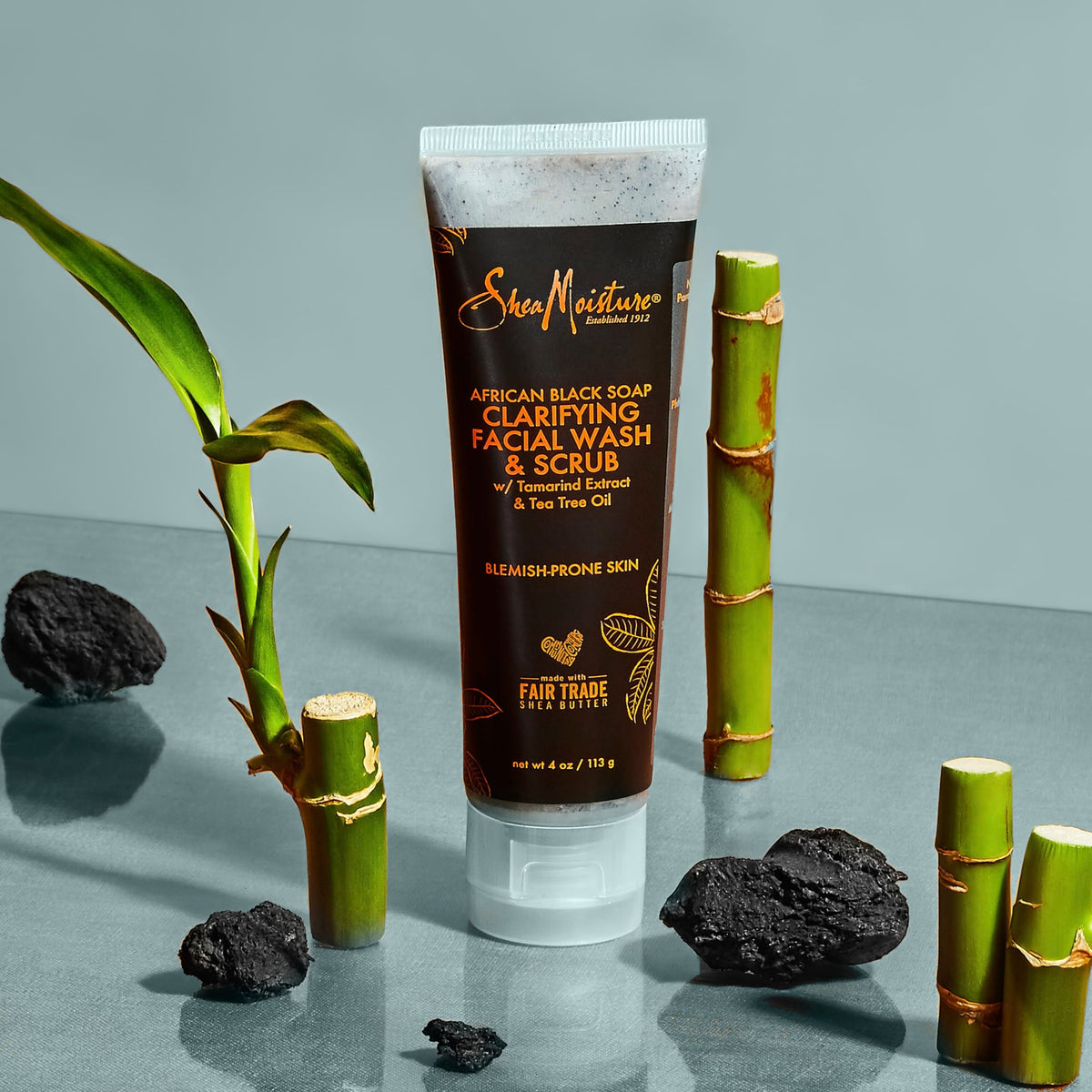 Sheamoisture Facial Wash and Scrub for Blemish Prone Skin African Black Soap to Clarify Skin 4 oz Shea Moisture