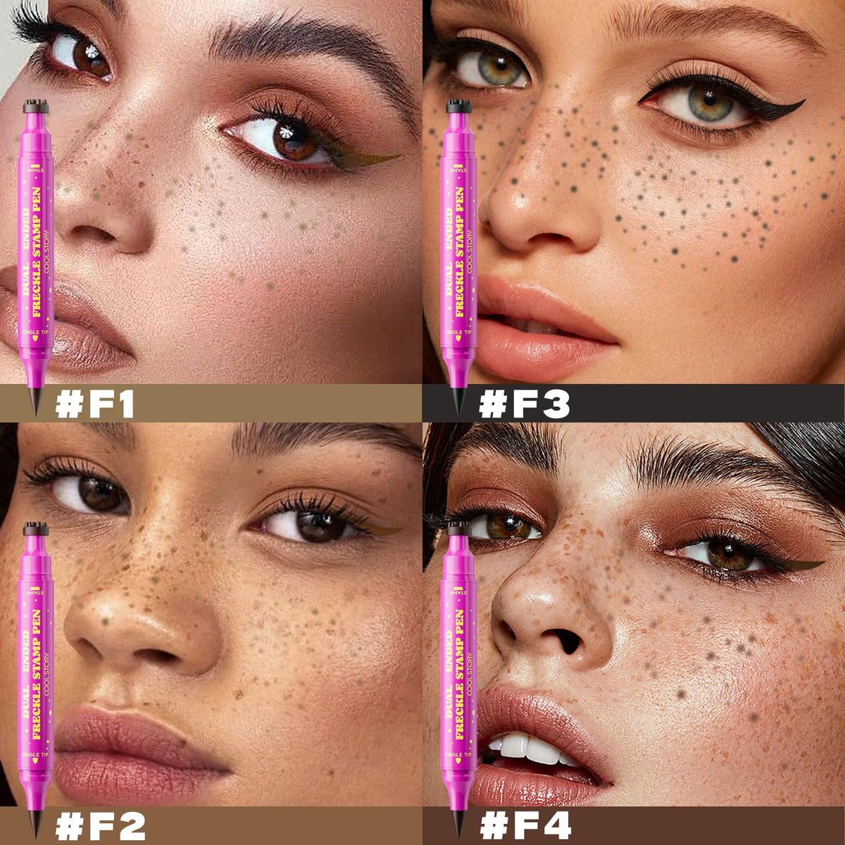 Beauty Glazed Dual-Ended Freckle Stamp Pen – Realistic Faux Freckles Makeup with Soft Sponge Stamp & Precision Tip – Waterproof Long-Lasting Freckle Marker for Natural or Bold Looks (#2 Mousy Brown) Beauty Glazed