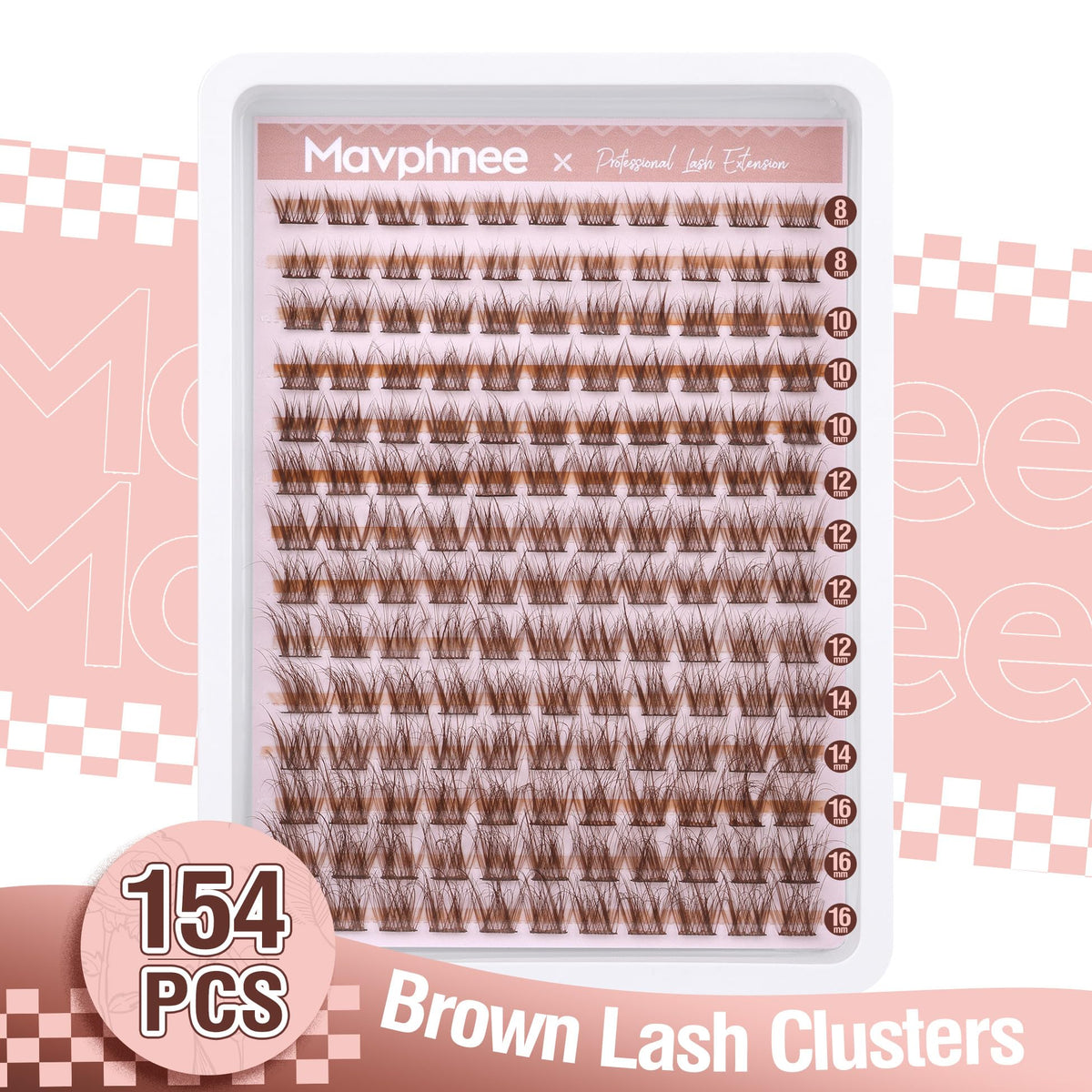 Brown Lash Clusters Natural Lash Extensions Wispy Eyelash Clusters 154 Pcs C-Curly Lashes Clusters for Everyday Wear Beginner Friendly Dark Brown Cluster Eyelash Extensions by Mavphnnee Mavphnee