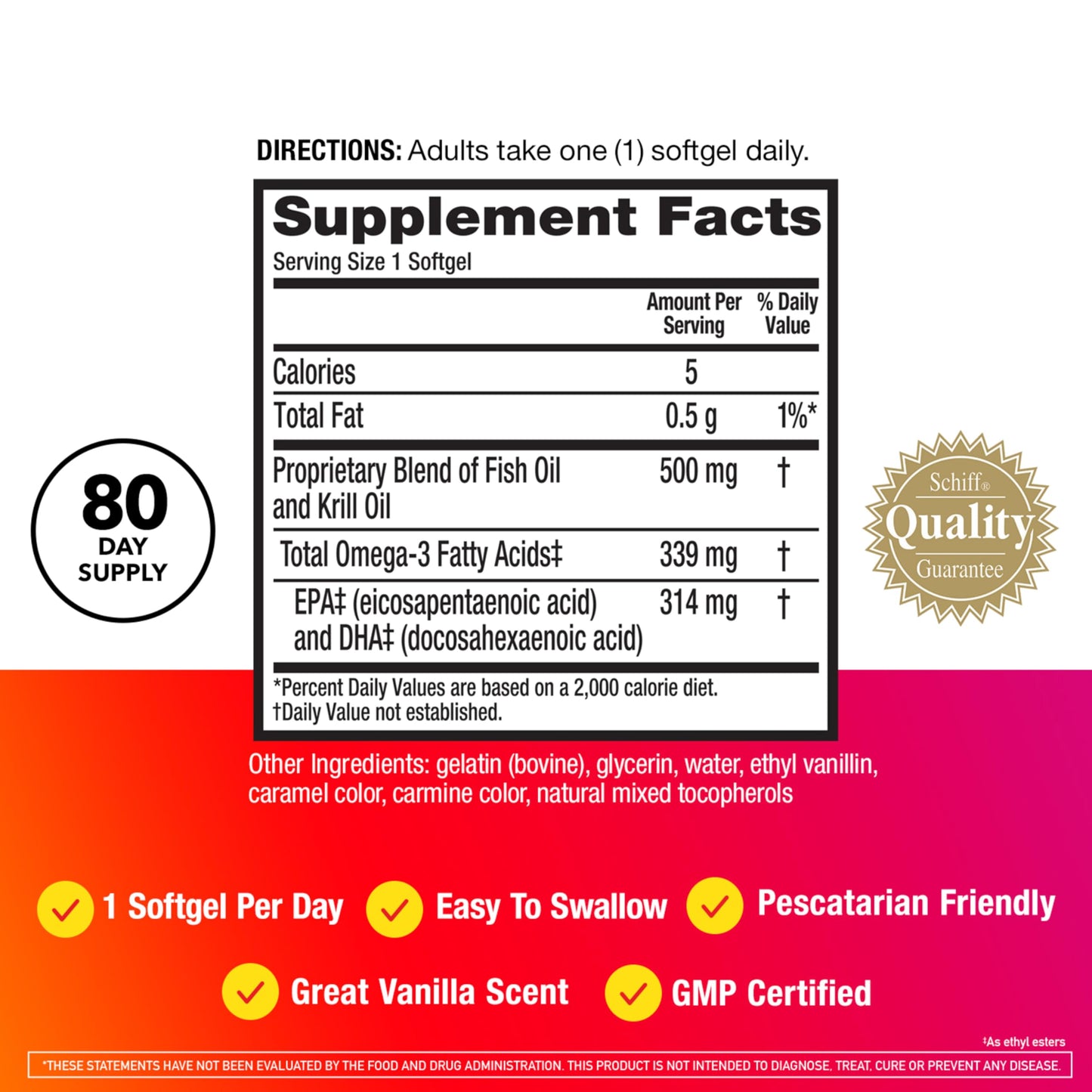 Megared Omega-3 Fish Oil + High Absorption Krill Oil 500mg Softgels, MegaRed Advanced 4in1 (80 count in a bottle) Concentrated Omega-3 Fish MegaRed