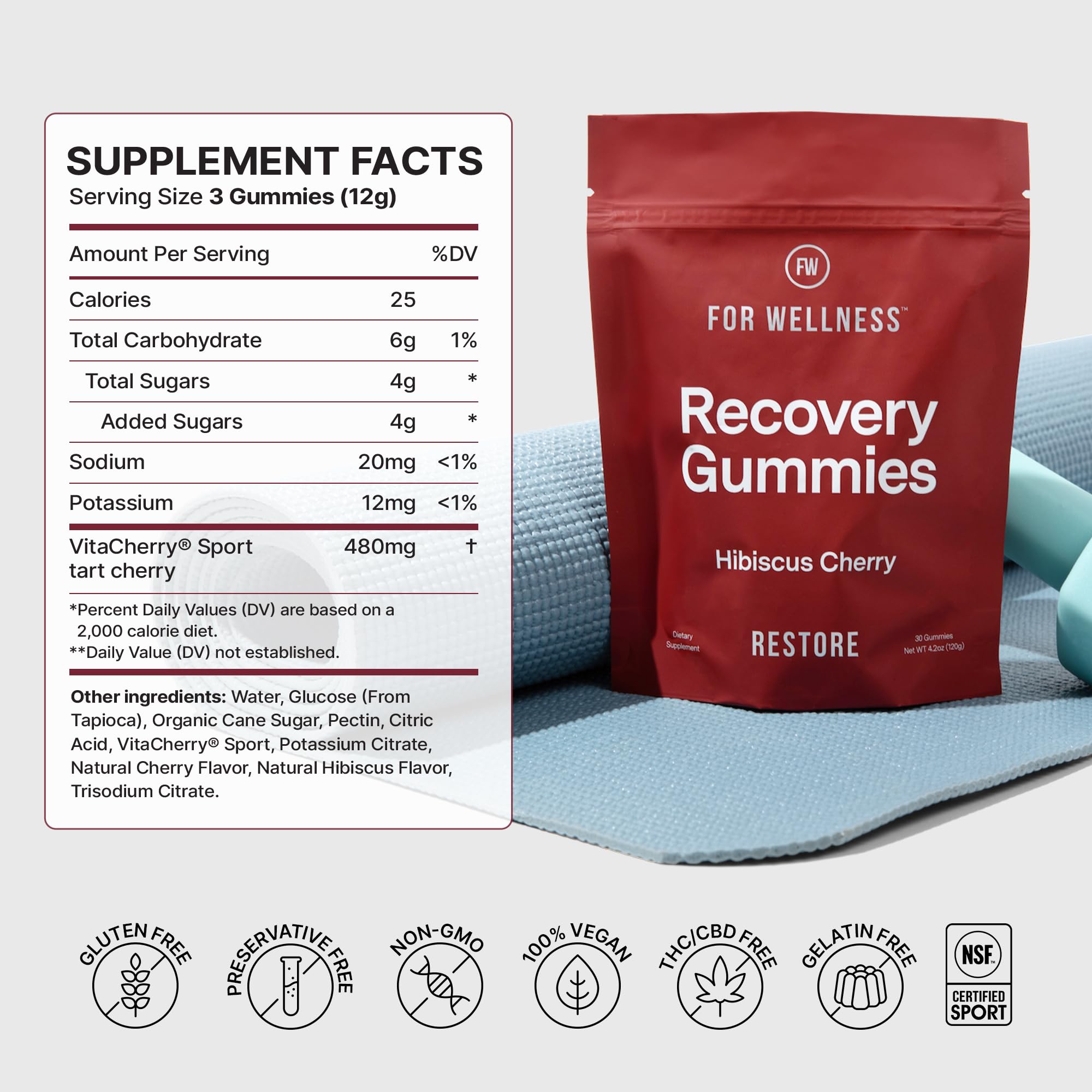 For Wellness Recovery Gummies Restore | Tart Cherry Energy Supplements with Electrolytes for Muscle Soreness, Post-Workout Performance & Recovery For Wellness buy australia supplements