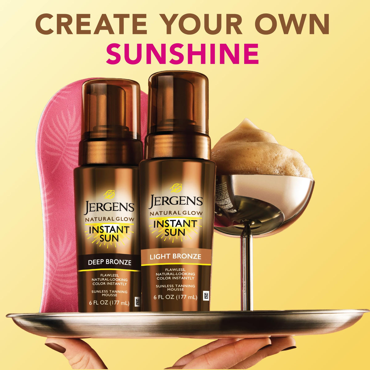 Jergens Natural Glow Self Tanner Mousse, Light Bronze Tan, 6 fl oz Jergens