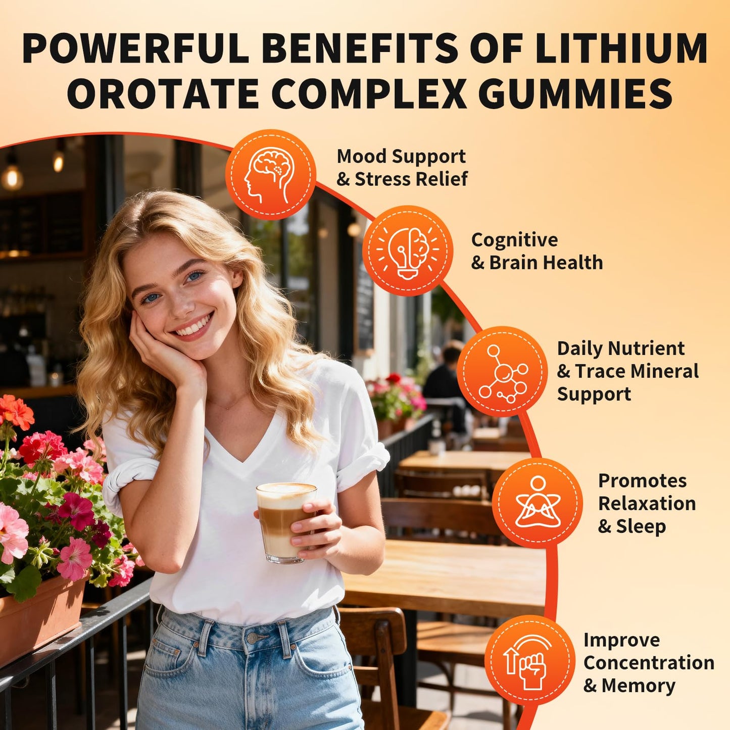Lithium Orotate 5mg 10mg Gummies Lithium Supplements with Vitamin B, Magnesium & Selenium for Mood Support, Stress Relief, Brain Health, Non-GMO, Vegan, Gluten Free Hovika